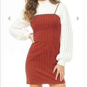 F21 Burgundy Pinstriped Mini Dress